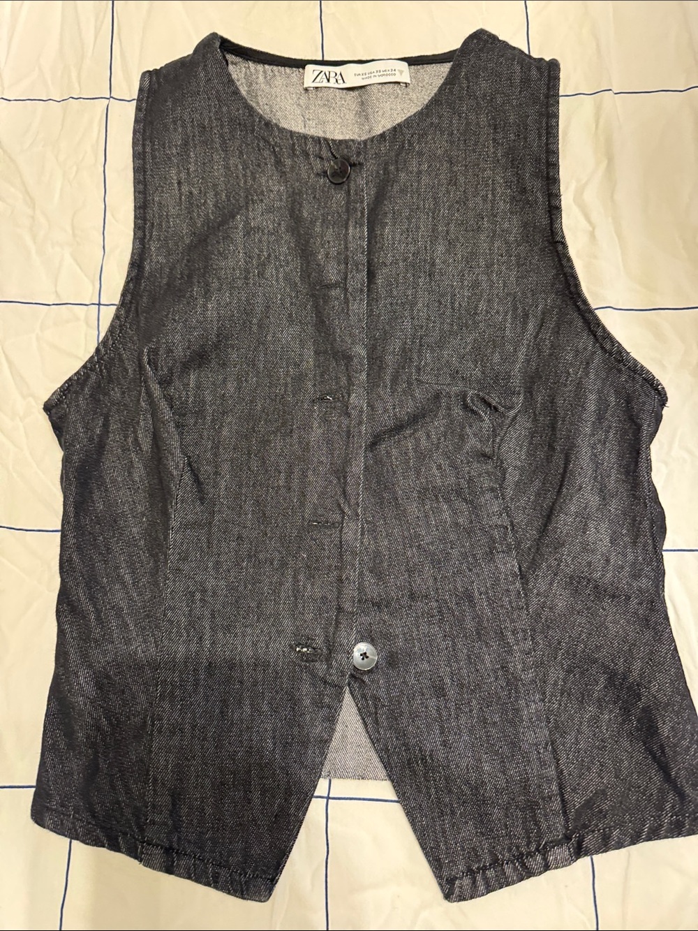 Zara Charcoal Gray Sleeveless Button Vest